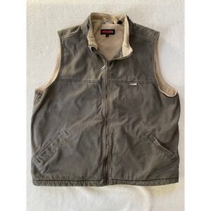 Wolverine Mens 2XLT Vest Brown Sherpa Lined Cotton Canvas Workwear Full Zip